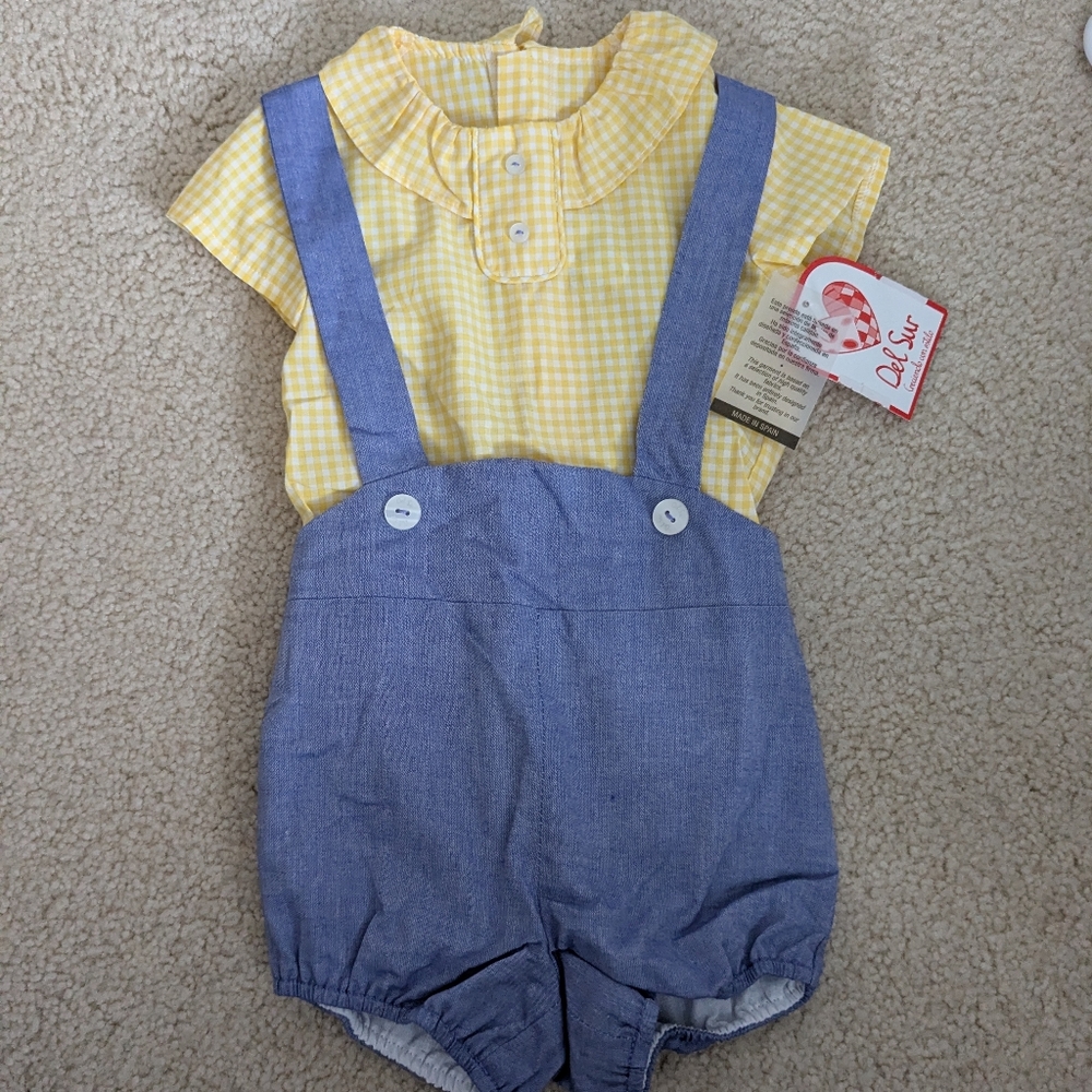 Del Sur Yellow and Blue Kids Outfits Size 12 M